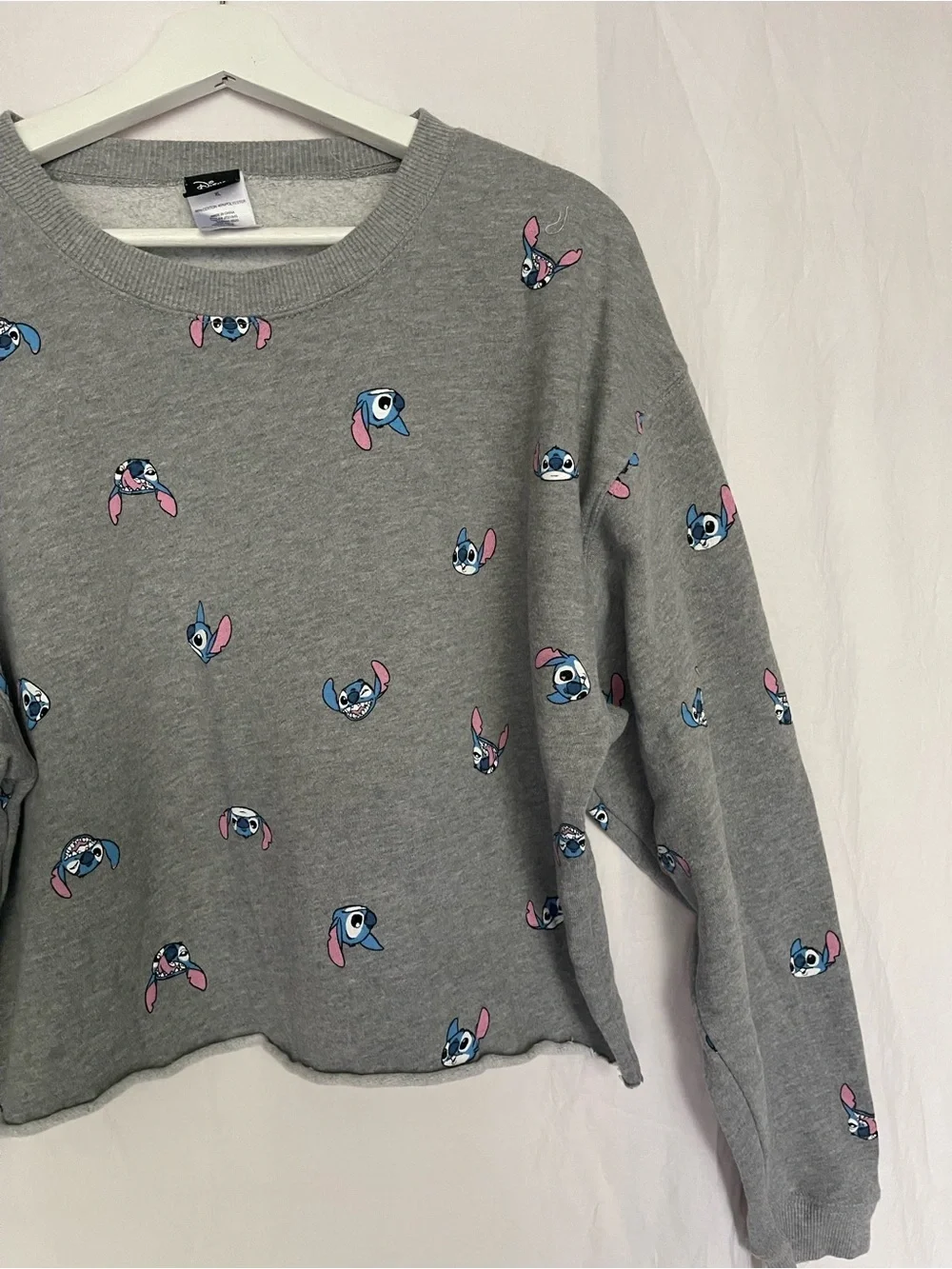Disney Lilo & Stitch All-Over Print Cropped Sweatshirt Size XL Y2K Lounge Street